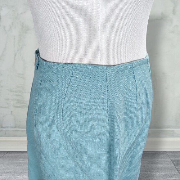 Vintage 60s Matching Midi Skirt Set Size 8 Button Back Top Linen Blend Mod - Picture 10 of 15